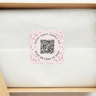 Rosa Flamingos Benutzerdefinierter QR-Code Shop Au Quadratischer Aufkleber