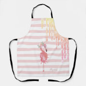 Rosa Flamingos, Blume, Glitzer Tropfen, Streifen Schürze (Vorderseite)