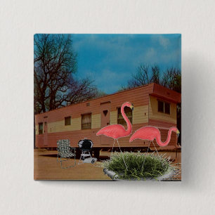 Rosa Flamingos Button