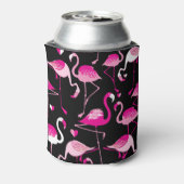 Rosa Flamingos, dunkles, nahtloses Muster. Dosenkühler (Kanne Rückseite)