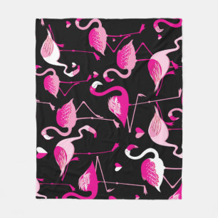 Rosa Flamingos, dunkles, nahtloses Muster. Fleecedecke