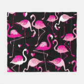 Rosa Flamingos, dunkles, nahtloses Muster. Fleecedecke (Vorderseite (Horizontal))