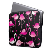 Rosa Flamingos, dunkles, nahtloses Muster. Laptopschutzhülle (Vorderseite Links)