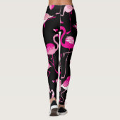 Rosa Flamingos, dunkles, nahtloses Muster. Leggings (Rückseite)