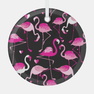 Rosa Flamingos, dunkles, nahtloses Muster. Ornament Aus Glas