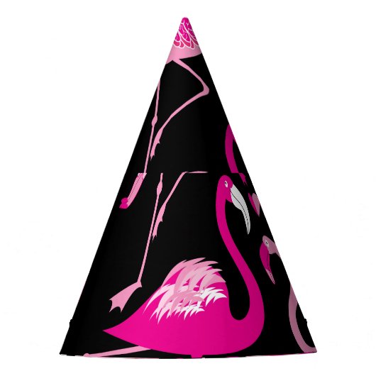 Rosa Flamingos, dunkles, nahtloses Muster. Partyhütchen (Vorderseite)