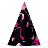 Rosa Flamingos, dunkles, nahtloses Muster. Partyhütchen (Links)