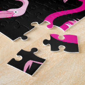 Rosa Flamingos, dunkles, nahtloses Muster. Puzzle (Seite)
