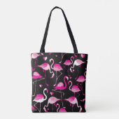 Rosa Flamingos, dunkles, nahtloses Muster. Tasche (Rückseite)