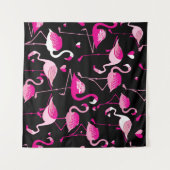 Rosa Flamingos, dunkles, nahtloses Muster. Wandteppich (Vorderseite (Horizontal))