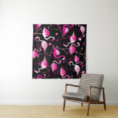 Rosa Flamingos, dunkles, nahtloses Muster. Wandteppich (Beispiel (Horizontal))