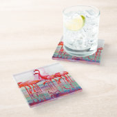 Rosa Flamingos durch Francis-Lee Jacques Glasuntersetzer (Schrägansicht)