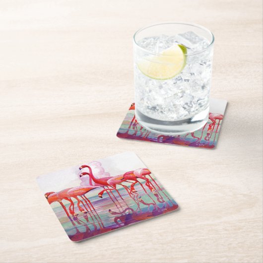 Rosa Flamingos durch Francis-Lee Jacques Rechteckiger Pappuntersetzer (Vor Ort)