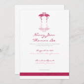 Rosa Flamingos Einladung zur Hochzeit (Vorne/Hinten)