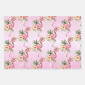 Rosa Flamingos Exotische Blume Geschenkpapier Set (Vorderseite 2)