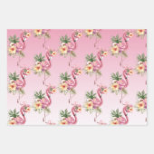 Rosa Flamingos Exotische Blume Geschenkpapier Set (Vorderseite)