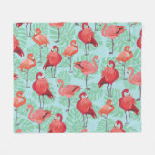 Rosa Flamingos: Exotisches Nahtloses Muster. Fleecedecke (Vorderseite (Horizontal))