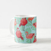Rosa Flamingos: Exotisches Nahtloses Muster. Kaffeetasse (Vorderseite Links)