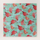 Rosa Flamingos: Exotisches Nahtloses Muster. Puzzle (Horizontal)