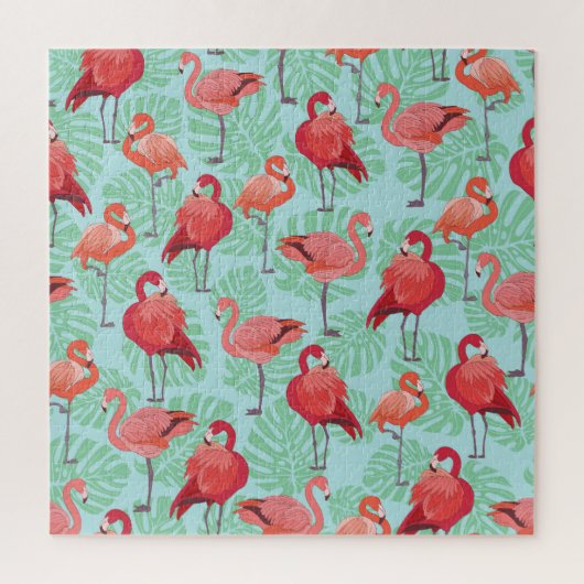 Rosa Flamingos: Exotisches Nahtloses Muster. Puzzle (Vertikal)