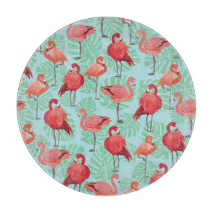 Rosa Flamingos: Exotisches Nahtloses Muster. Schneidebrett