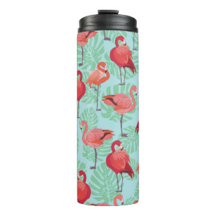Rosa Flamingos: Exotisches Nahtloses Muster. Thermosbecher