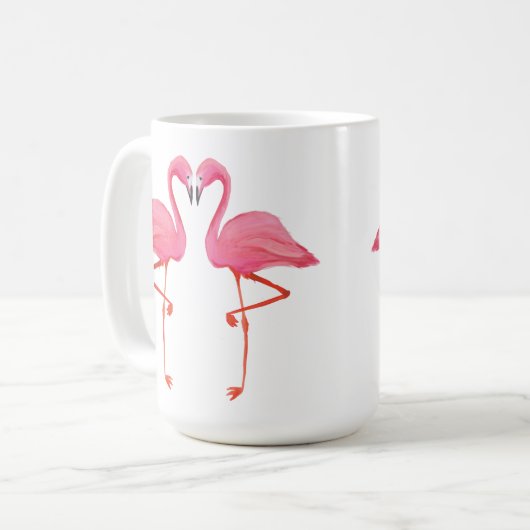 Rosa Flamingos FLAMINGO HERZ Tropischer Urlaub rv Kaffeetasse (Vorderseite Links)