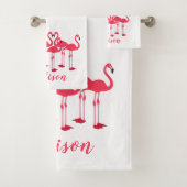 Rosa Flamingos-Flock Badhandtuch Set (Insitu)