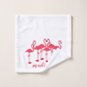 Rosa Flamingos-Flock Badhandtuch Set (Waschlappen)