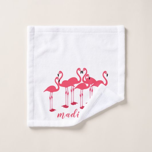 Rosa Flamingos-Flock Badhandtuch Set (Waschlappen)