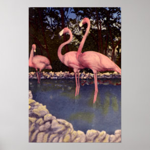 Rosa Flamingos, Florida Poster