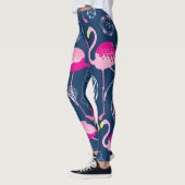 Rosa Flamingos: Grafisches dunkles Muster Leggings (Links)