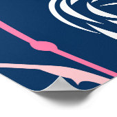 Rosa Flamingos: Grafisches dunkles Muster Poster (Ecke)