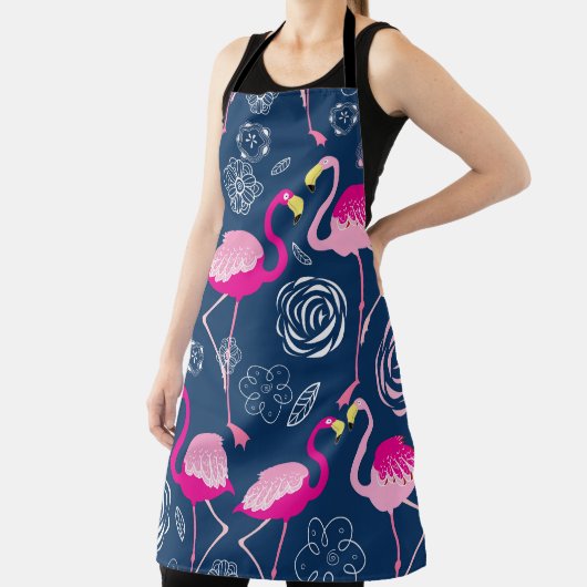 Rosa Flamingos: Grafisches dunkles Muster Schürze (InSitu)