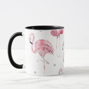 Rosa Flamingos Graue Punkte Chic Muster Tasse