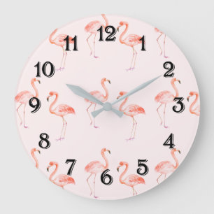 Rosa Flamingos Große Wanduhr