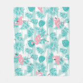 Rosa Flamingos, grüne Blätter aus Palmen, tropisch Fleecedecke (Vorderseite)
