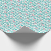 Rosa Flamingos, grüne Blätter aus Palmen, tropisch Geschenkpapier (Ecke)