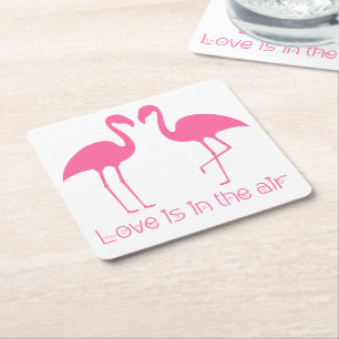 Rosa Flamingos Hawaiian Strand Tropische Hochzeit Rechteckiger Pappuntersetzer
