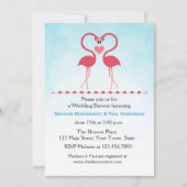 Rosa Flamingos, Herz, Brautparty Einladung (Vorderseite)