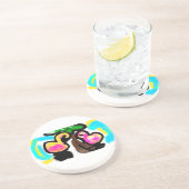 Rosa Flamingos Hochzeit Getränkeuntersetzer (Seite)