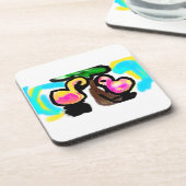 Rosa Flamingos Hochzeit Getränkeuntersetzer (Linke Seite)