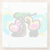 Rosa Flamingos Hochzeit Glasuntersetzer (Rückseite)