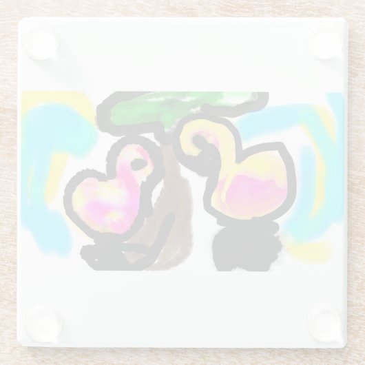 Rosa Flamingos Hochzeit Glasuntersetzer (Rückseite)