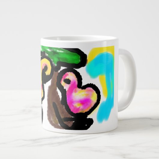 Rosa Flamingos Hochzeit Jumbo-Tasse (Vorderseite Rechts)