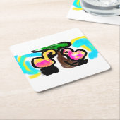 Rosa Flamingos Hochzeit Rechteckiger Pappuntersetzer (angewinkelt)