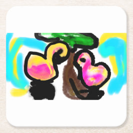 Rosa Flamingos Hochzeit Rechteckiger Pappuntersetzer