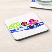 Rosa Flamingos Hochzeit Sommerspass Getränkeuntersetzer (Linke Seite)