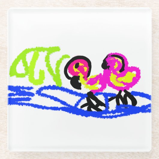 Rosa Flamingos Hochzeit Sommerspass Glasuntersetzer (Vorderseite)