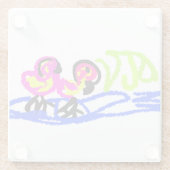 Rosa Flamingos Hochzeit Sommerspass Glasuntersetzer (Rückseite)